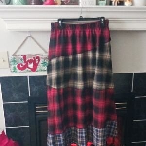 SHEIN Asymmetrical Plaid Skirt - Red, Black, Blue